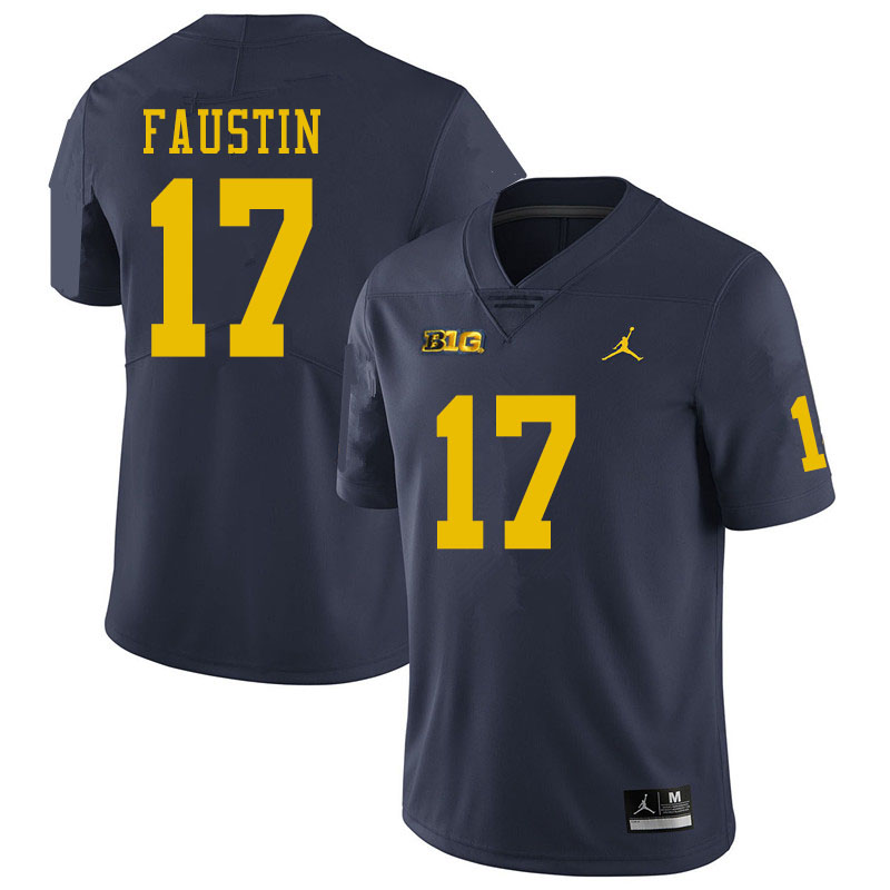 Men #17 Sammy Faustin Michigan Wolverines College Football Jerseys Sale-Navy